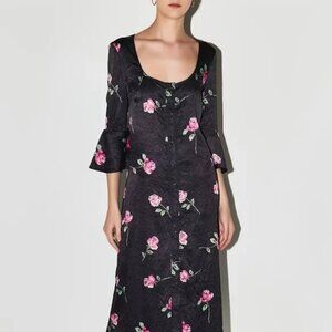 Ganni Black Floral Maxi Dress